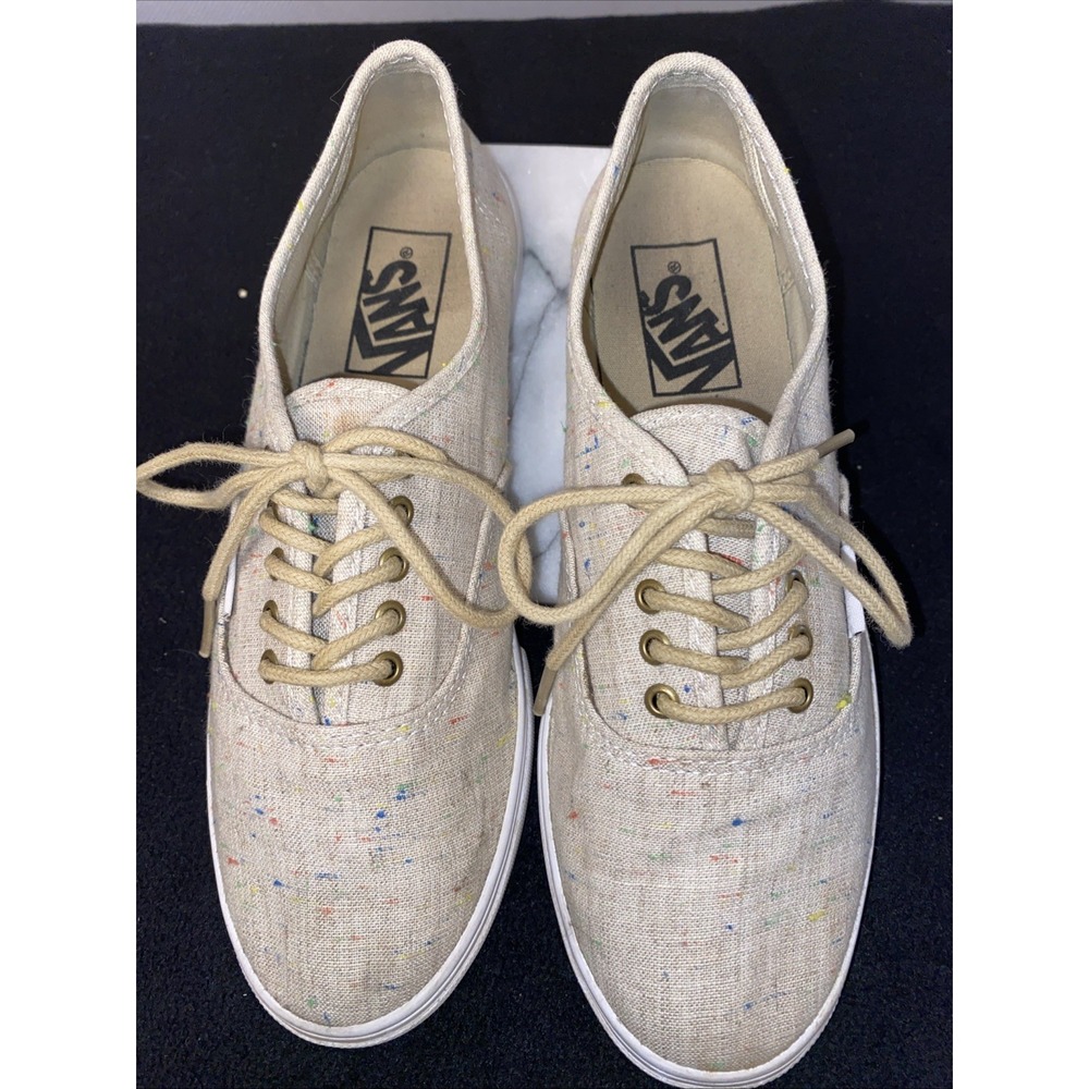 VANS M 5.5 W 7.0 Casual Lace Up Skate Shoes Sneakers Tan‎ Speck Canvas TB4R